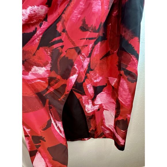 NWT Eloquii Red Pink & Black Maxi Skirt With Slit Size 18 - Picture 4 of 5